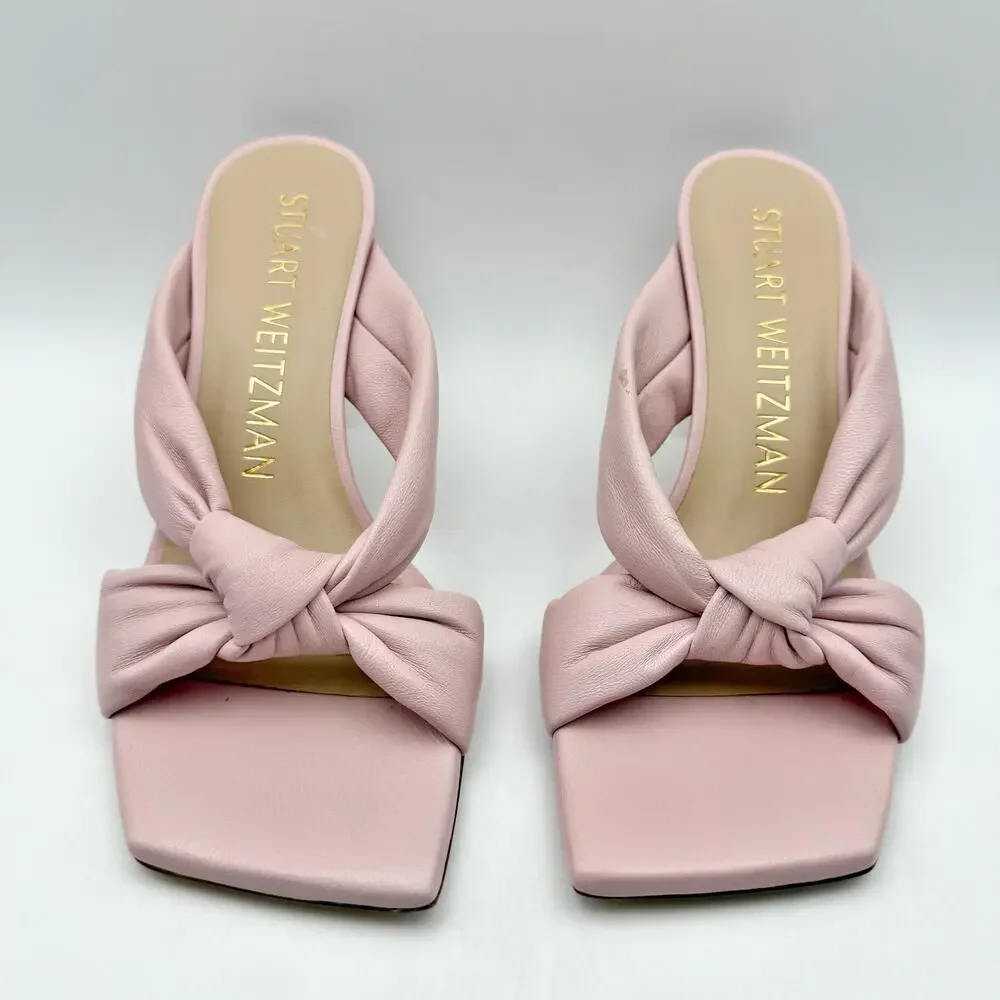 Stuart Weitzman Womens Playa 75 Knot Sandals US 6 M EU 36.5 Pink Leather EUC